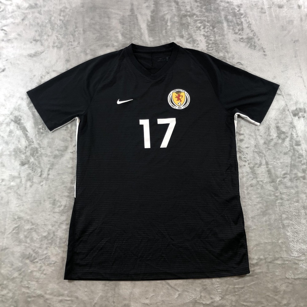 New Hall FC Jersey Mens Large Black Soccer Nike Dri-FIT #17 Short Sleeve